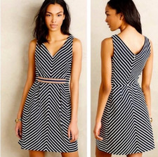 MAEVE Anthropologie Navy White Striped Sleeveless Dress sz 2