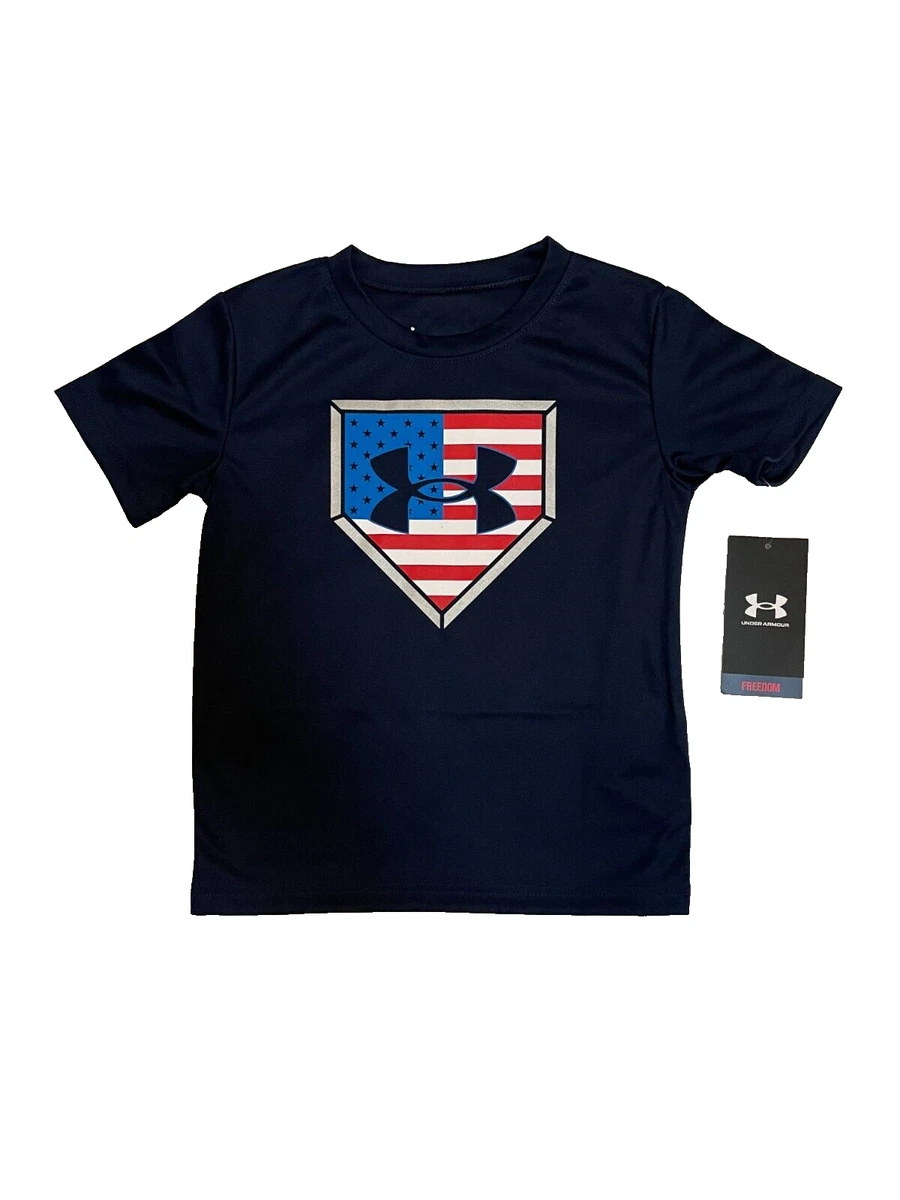 Under Armour T Shirt Toddler Boys 4 UA Freedom USA Flag Baseball