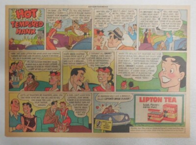 Lipton Tea Ad: ''Hot Tempered Hank !'' 1930's-1950's Size: 7.5 x 10 inches