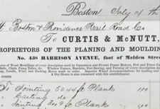 1860 Boston & Providence Railroad Purchase Receipt Billhead 1860 Curtis & McNutt