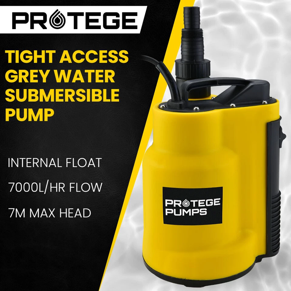 PROTEGE Grey Water Submersible Sump Pump Tight Access Clean Drainage Float 
