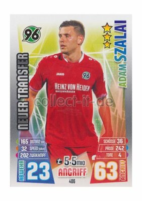 Match Attax Extra 15/16 MX-486 - Adam Szalai - Neue Transfers