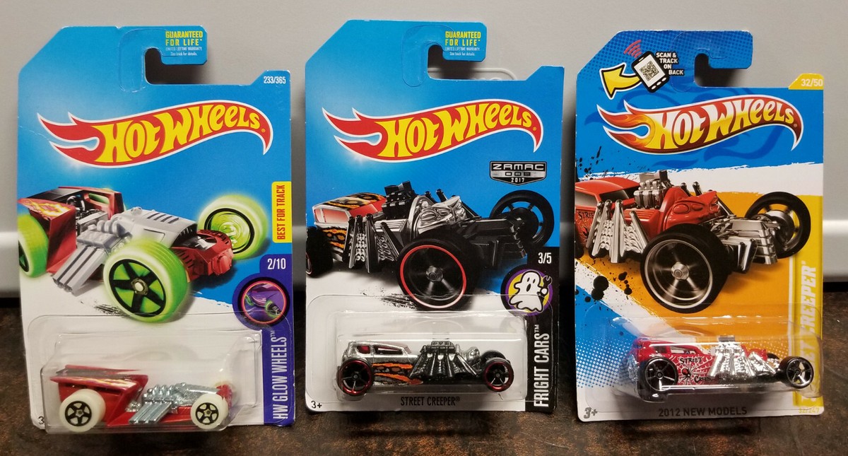 Hot Wheels 2012 New Models 4台セット Hot Wheels Street Creeper 2012 New Fright Z-Rod Glow Wheels lot of