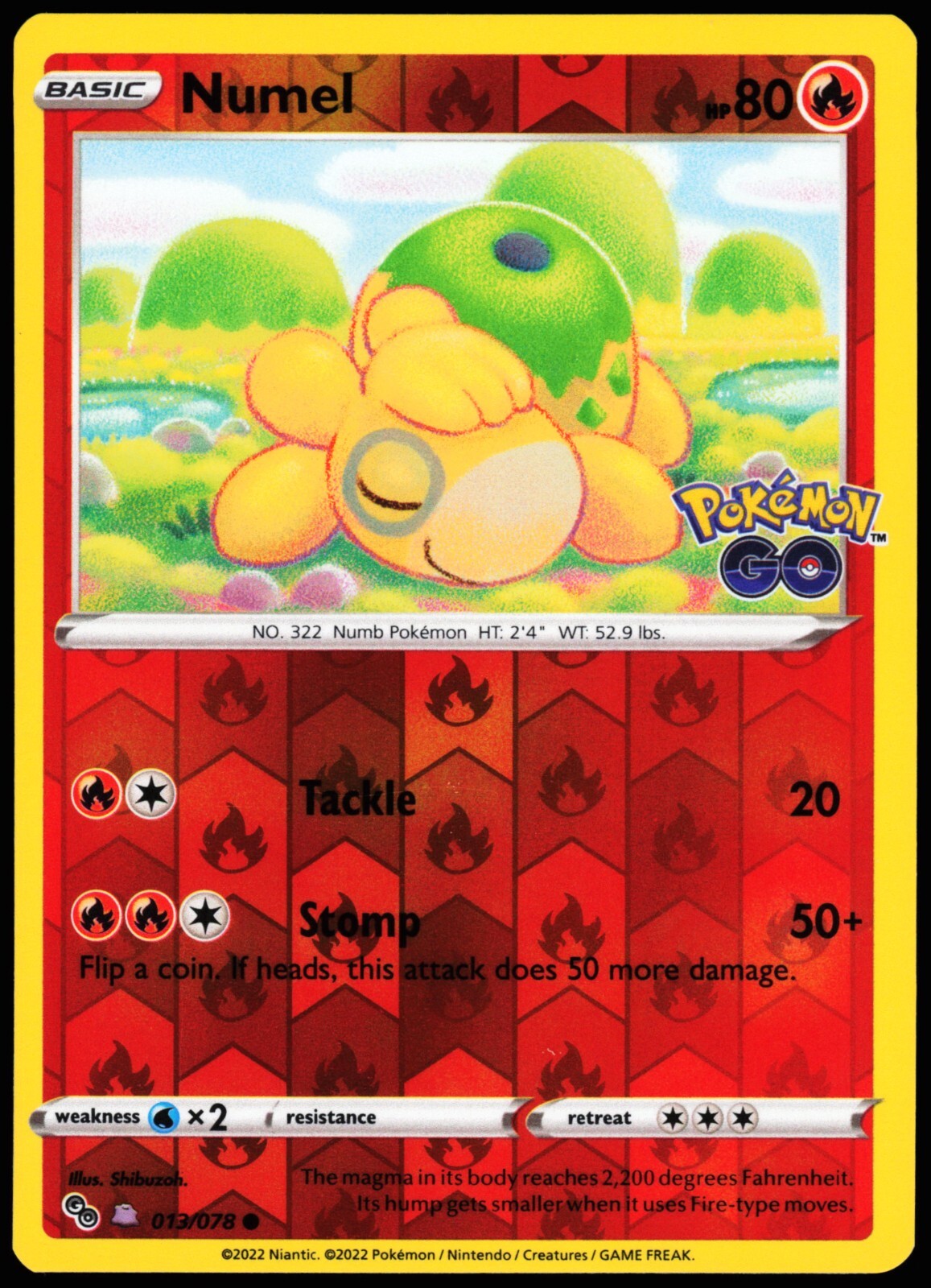 Reverse Holo Numel Peelable Ditto 013/078 Common Pokemon GO Pokemon TCG