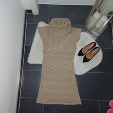 Strickkleid S 36 38  beige mit Rollkragen Str...