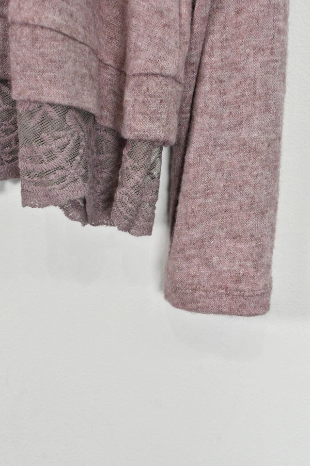 Eyeshadow Womens Grapeshake Long Sleeve Lace Hem X-Side Sweatshirt L NWT - Image 4 of 4