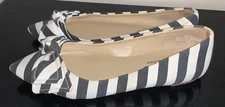 Sz 6 COACH AND FOUR Black & White Striped Flats With Bow