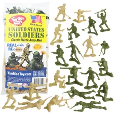 TimMee Processed Plastic Army Men 100 Tan & OD Green Tim Mee Toy Soldier Figures