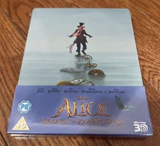 Disney Alice Through The Looking Glass 3D 2-Discs Bluray UK Steelbook NEW