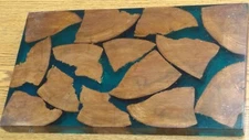 small side table top oak Wood slab epoxy Craft Art blue/green 12x7x1 in.