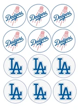 set of 12 LA dodgers, edible paper, cupcake cookie toppers CHOOSE SIZE