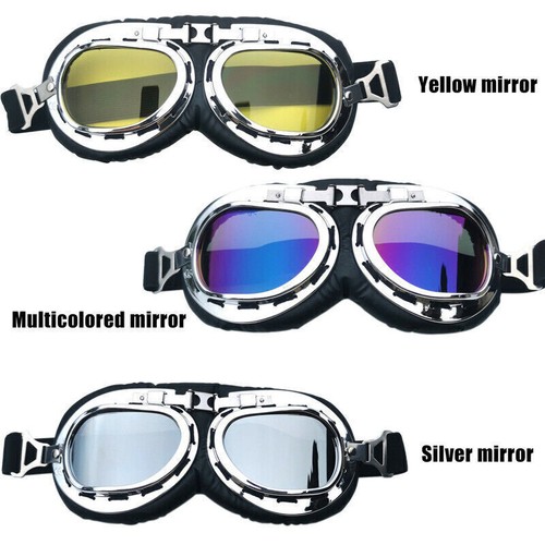 Retro Motorcycle Windproof Goggles Vintage Motorbike Glasses Bike Sports Eyewear - Picture 7 of 22