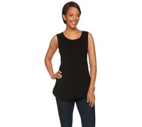 Kathleen Kirkwood Flattering Shirt Tail Hem Knit Tank Top Black L A271910 Kathleen Kirkwood Flattering Shirt Tail Hem Knit Tank Top Black L A271910