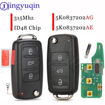 Jingyuqin 3/4Buttons Car Remote Key Fob 315/433Mhz ID48 For VW Bettle CC EOS Gol