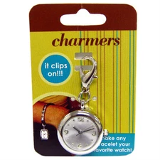 Round Quartz Watch Clip On Charm Charmers Silver Pendant