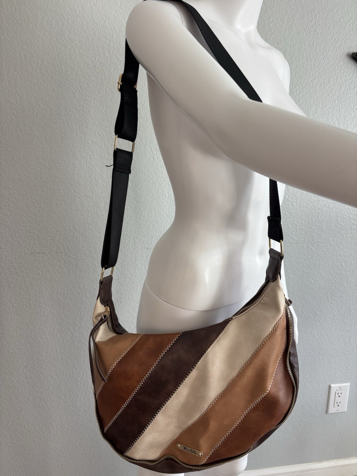 Mudd Vintage Y2K Brown Patchwork Zig Zag Stick Fa… - image 2