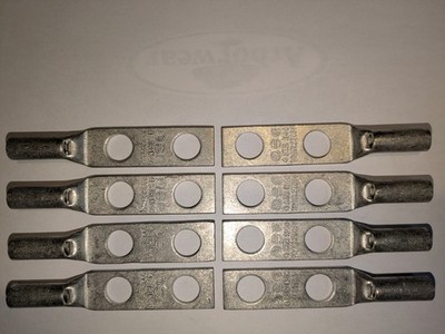Burndy YA4CL2TC38 2-hole, 1'' center, 3/8'' stud, long barrel, #4awg N40, lot-(8)