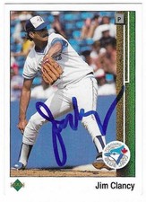 JIM CLANCY 1989 UPPER DECK AUTOGRAPHED SIGNED # 282 TORONTO BLUE JAYS