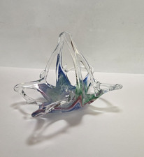 Vintage Murano MCM Centerpiece Basket Art Glass Stretched Glass Multi Color