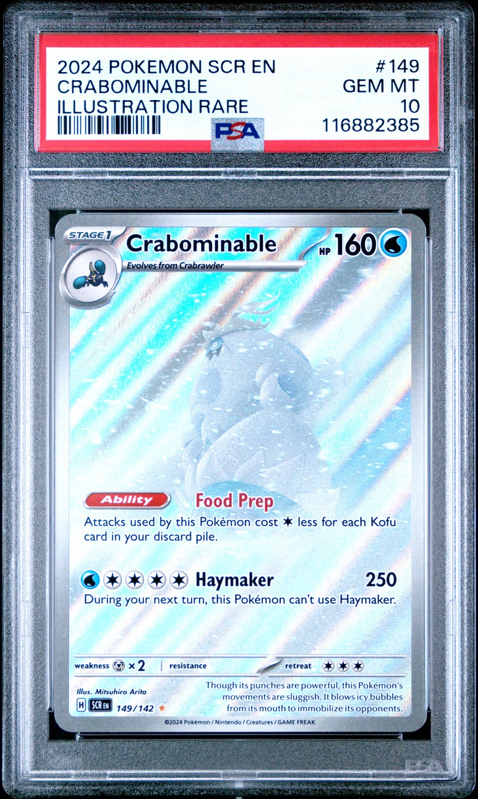 2024 POKEMON SCR EN-STELLAR CROWN ILLUSTRATION RARE #149 CRABOMINABLE PSA 10