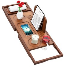 Premium Bamboo Bathtub Tray Caddy - Bath Tub Tray Table for Bathtub - Bath Ca...