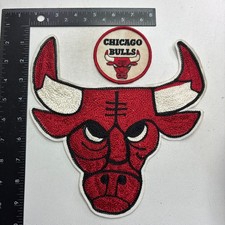 Vtg c 1980s /90s (Small Is Stained) CHICAGO BULLS BASKETBALL 2 Patches Lot 64K6