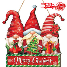 Rustic Wooden Gnome Door Sign for Christmas Home and Porch Decor SHIPS FREE