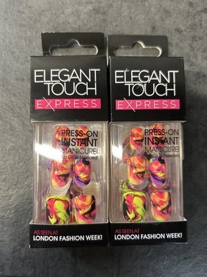 2 Elegant Touch Express 3 Minuten Maniküre vorgeklebte Nägel - Trend Bright Marble