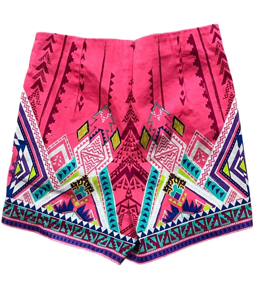 Pantalones Cortos Flying Tomato Mujeres Pequeños Cintura Alta Colorido Festival Azteca Suroeste Foto 2 de 4