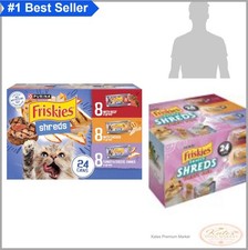 Wet Cat Food Variety Pack 24 Cans 5.5 Oz Shreds In Gravy Chicken Turkey Beef