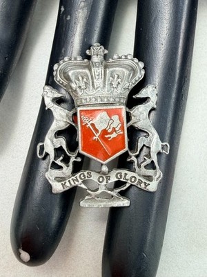 Coro Vintage Heraldic Crest Brooch Red Enamel Lions Kings Of Glory Rare
