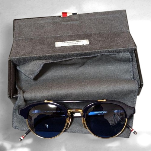 Thom Browne TB-700-D Sunglasses Blue Lens Gold Frame 49 Excellent Condition