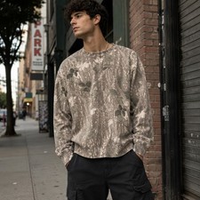 Abercrombie Fitch Camo Soft Essentials Crewneck Sweatshirt Oversized Sz L