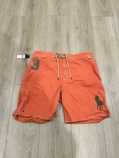 NWT Polo Ralph Lauren Swim Trunks Mens Size Large Orange Big Pony 3 Shorts