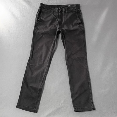 George Slim Fit Flat Front Dark Gray Khaki Pants Mens Size Actual