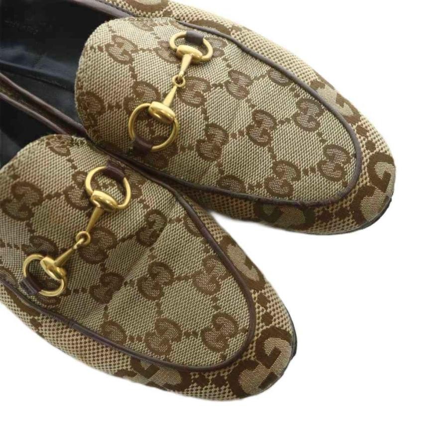 GUCCI Horsebit Canvas Loafers Dress Shoes Size:36/JP:23 Brown 141143K Authentic thumbnail 3