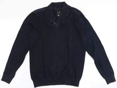 BRICE Herren Pullover Pulli blau V-Ausschnitt Baumwolle Größe M