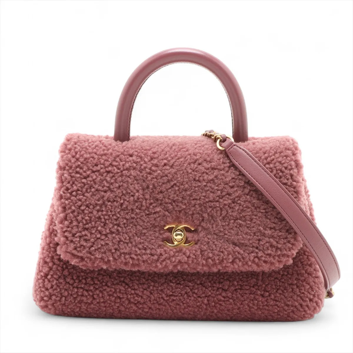 Chanel Coco handle 24 XS Boa x leather 2 Way Handbag Pink Gold Metal Fittings 23