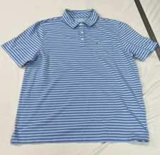 Vineyard Vines Polo Shirt Mens Large Blue Striped Edgartown Pima Cotton Golf EUC