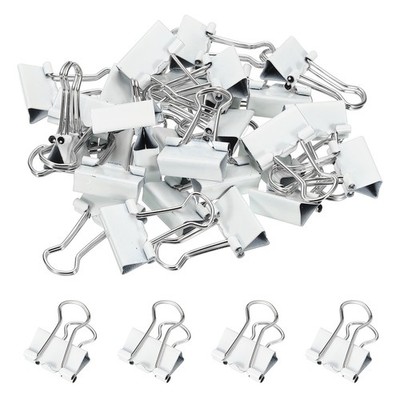 0.75'' Binder Clips, 30 Pcs Paper Clamps with Silver Wire Handles, White