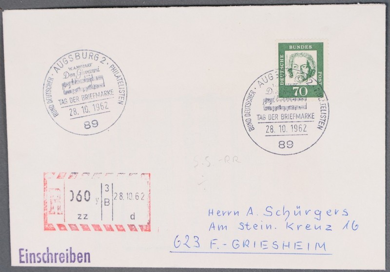 MayfairStamps Germany 1962 Mozert Augsburg Philatelic Registered Cover aaz_90251