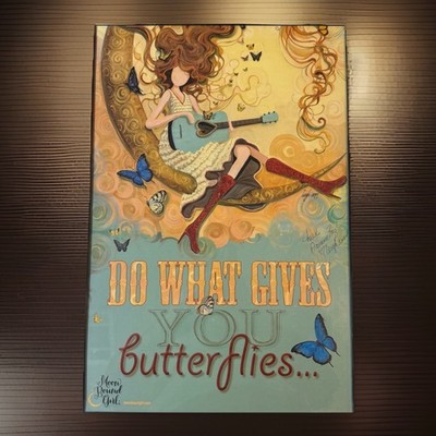 Signed Leigh Ann Agee Moonbound Girl Art Butterflies 18x12