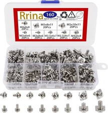160Pcs M3 M3.5 M4 M5 Terminal Block Screws Assortment Kit with Square Washers, N