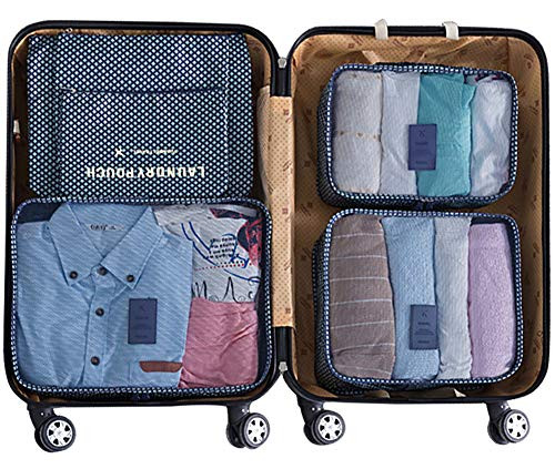 Juego de 7 cubos de embalaje Mossio con bolsa para zapatos - equipaje de mano de viaje estrella azul marino - Imagen 3 de 7