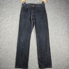 Vintage Levis 501 Jeans Mens 30x31 Black Button Fly Straight Leg Made in USA 90s