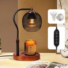 Candle Warmer Lamp with Timer and Dimmable,Height-Adjustable,Black Wax Melt L...