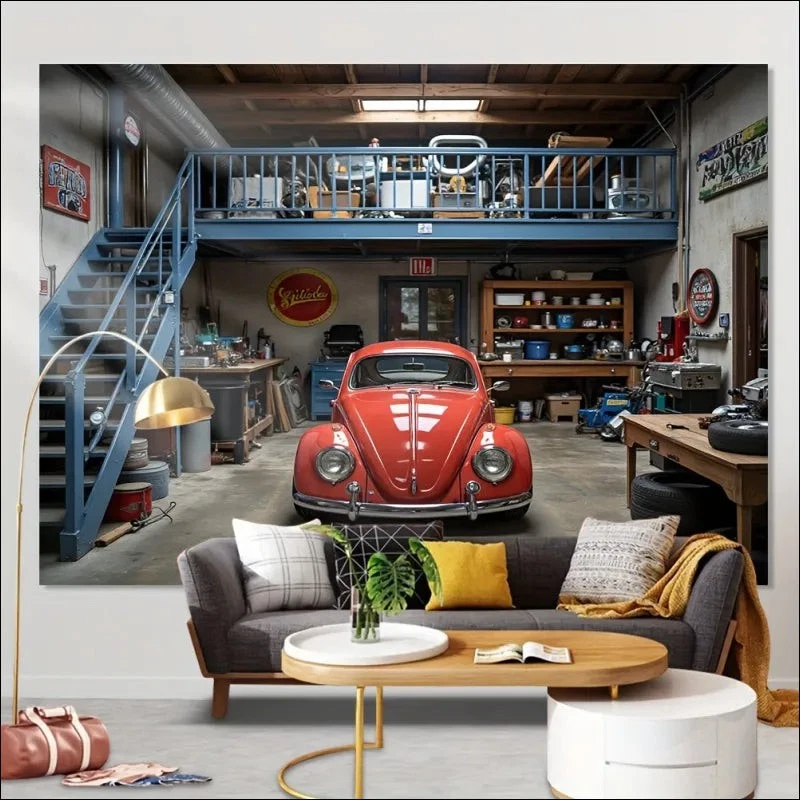 Vintage Garage – Hintergrundtuch