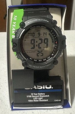 Casio Illuminator Digital Watch LED Light Alarm Stopwatch 100m Black Resin