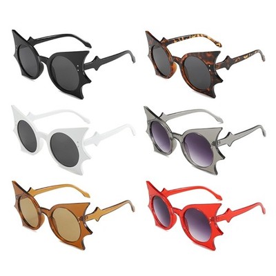 Playful Durability Plastic Sunglasses In Bold Bat Design For Daytime Fun