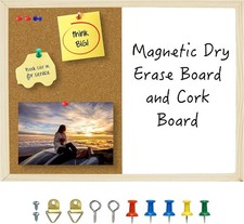 Dry Erase Cork Board 16.5x12.6/17.7 x 13.3 Notice Pin Board Memo Board Vision Bo